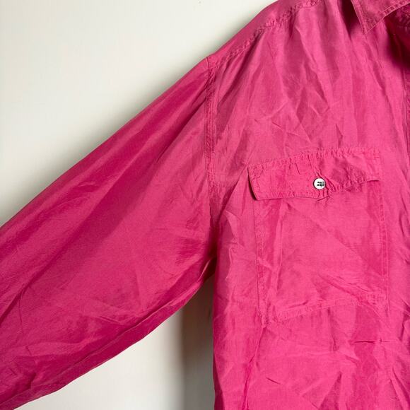 Whistles VINTAGE burgundy 100% silk long sleeve button up blouse Size SMALL - Picture 7 of 7